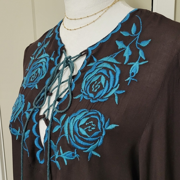 Double D Ranch Cactus Rose Boho Western Top Size Small - Picture 2 of 15